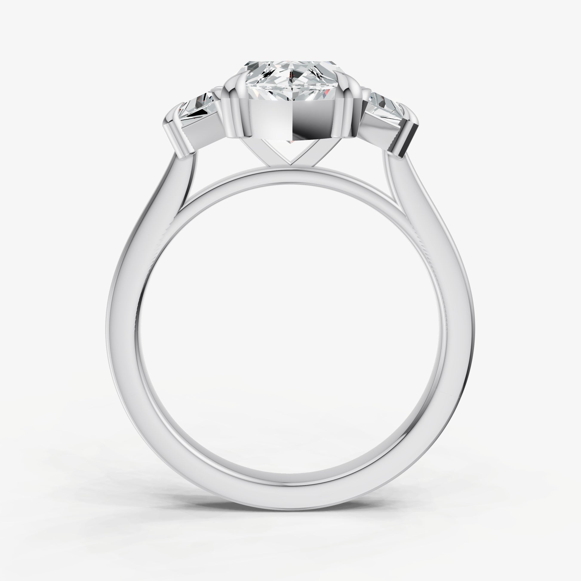 Marquise Trilogy Engagement Ring Set with Trapezoid Side Diamonds