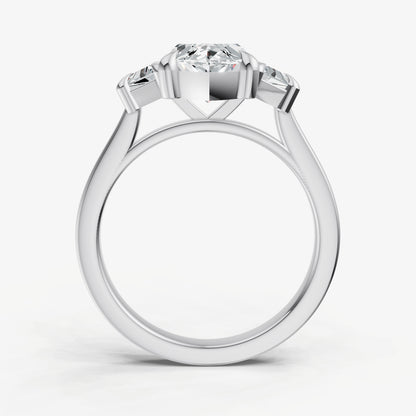 Marquise Trilogy Engagement Ring Set with Trapezoid Side Diamonds