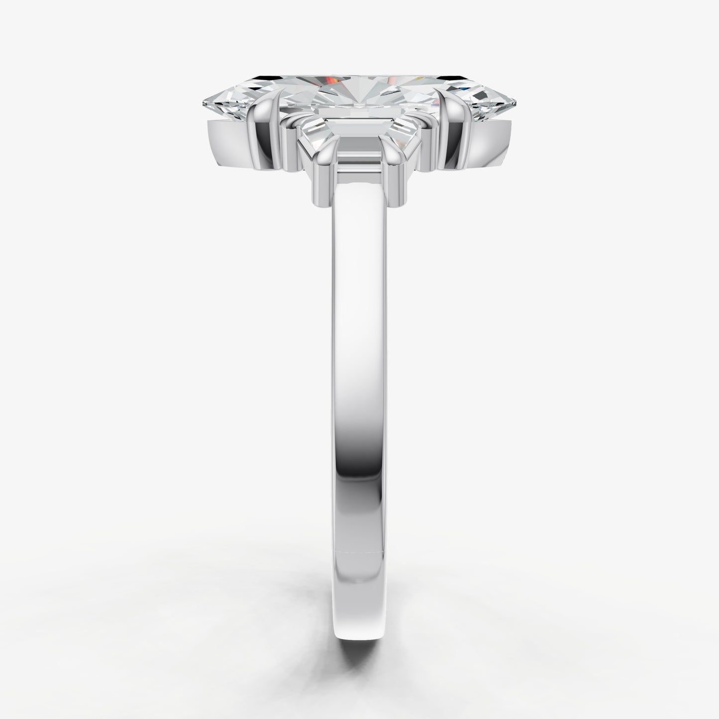 Marquise Trilogy Engagement Ring Set with Trapezoid Side Diamonds