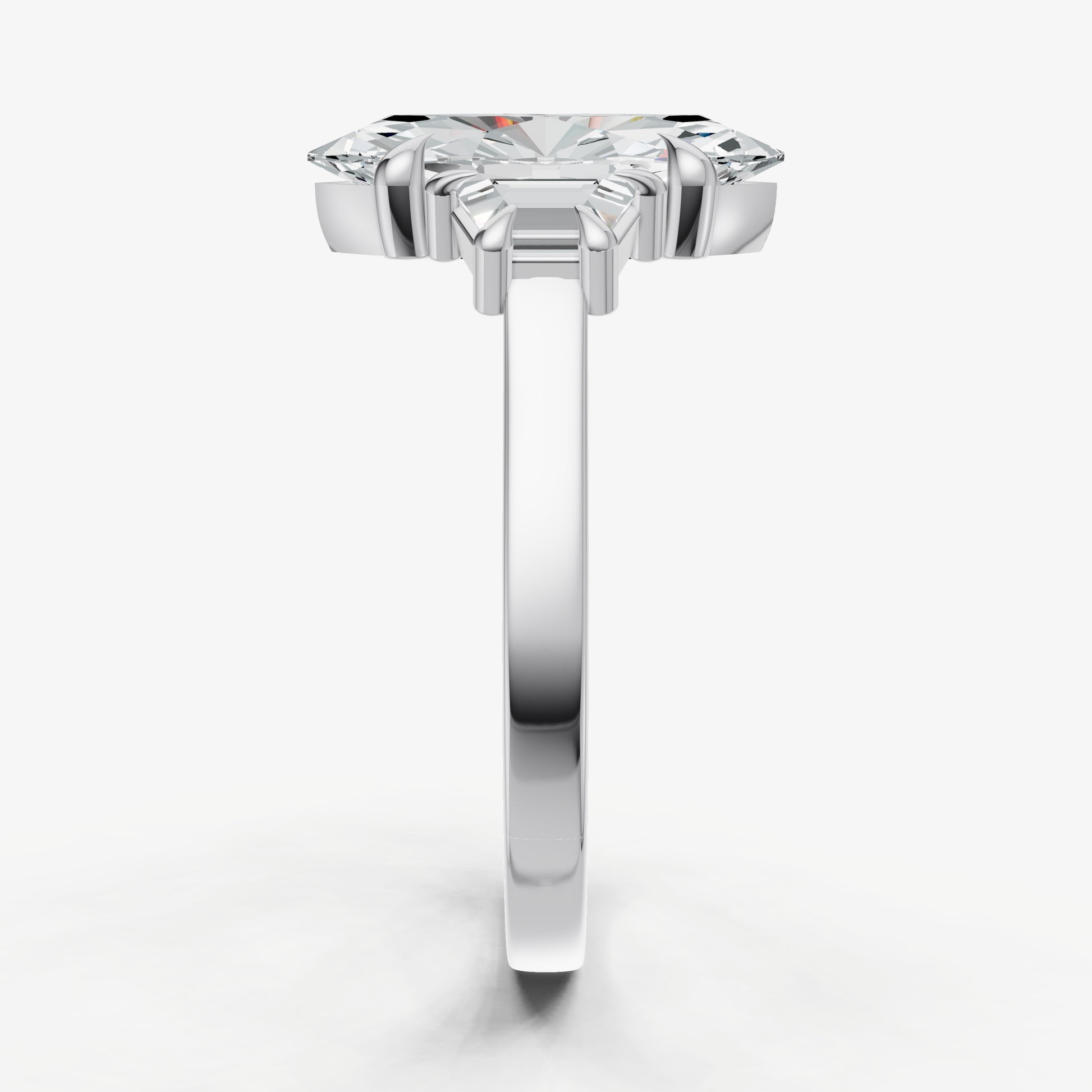 Marquise Trilogy Engagement Ring Set with Trapezoid Side Diamonds