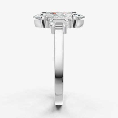 Marquise Trilogy Engagement Ring Set with Trapezoid Side Diamonds