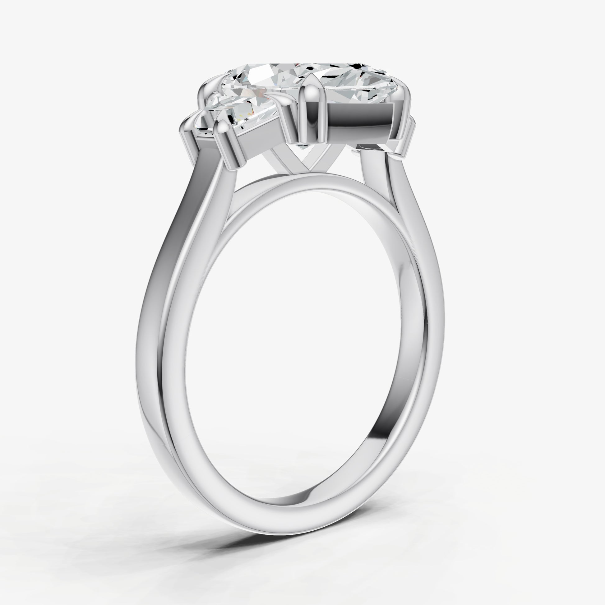 Marquise Trilogy Engagement Ring Set with Trapezoid Side Diamonds