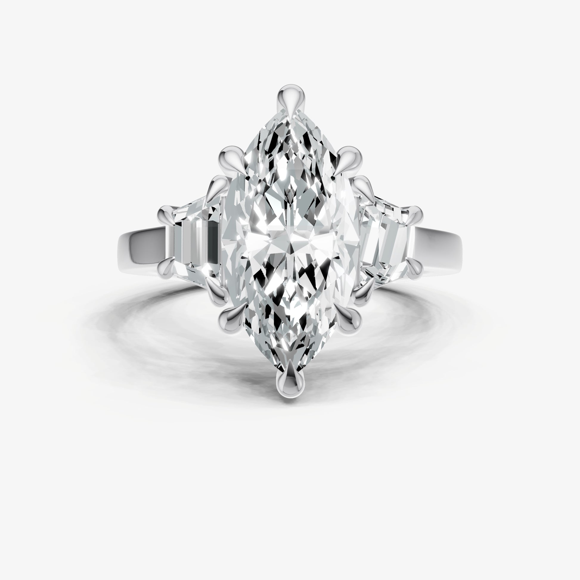 Marquise Trilogy Engagement Ring Set with Trapezoid Side Diamonds