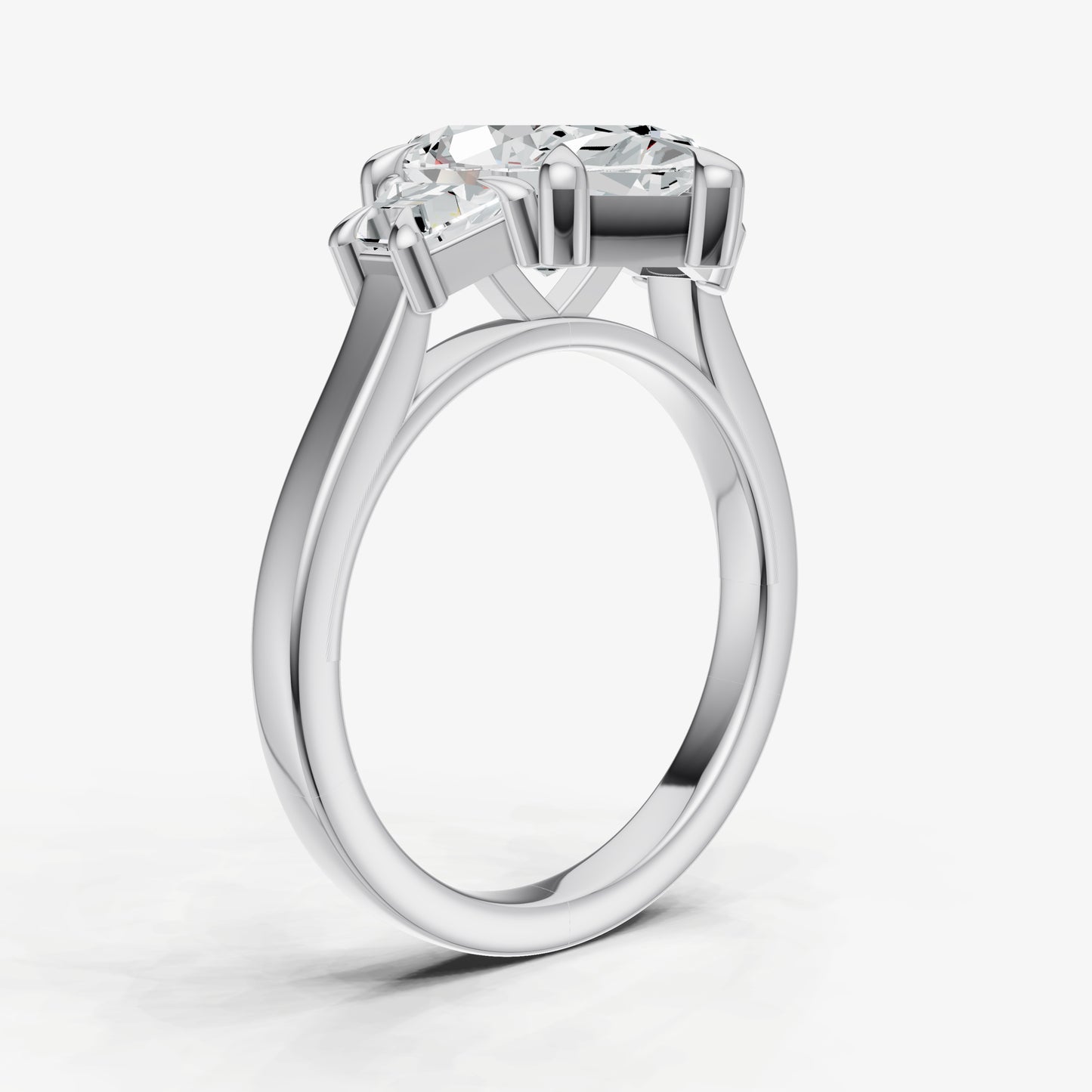 Marquise Trilogy Engagement Ring Set with Trapezoid Side Diamonds