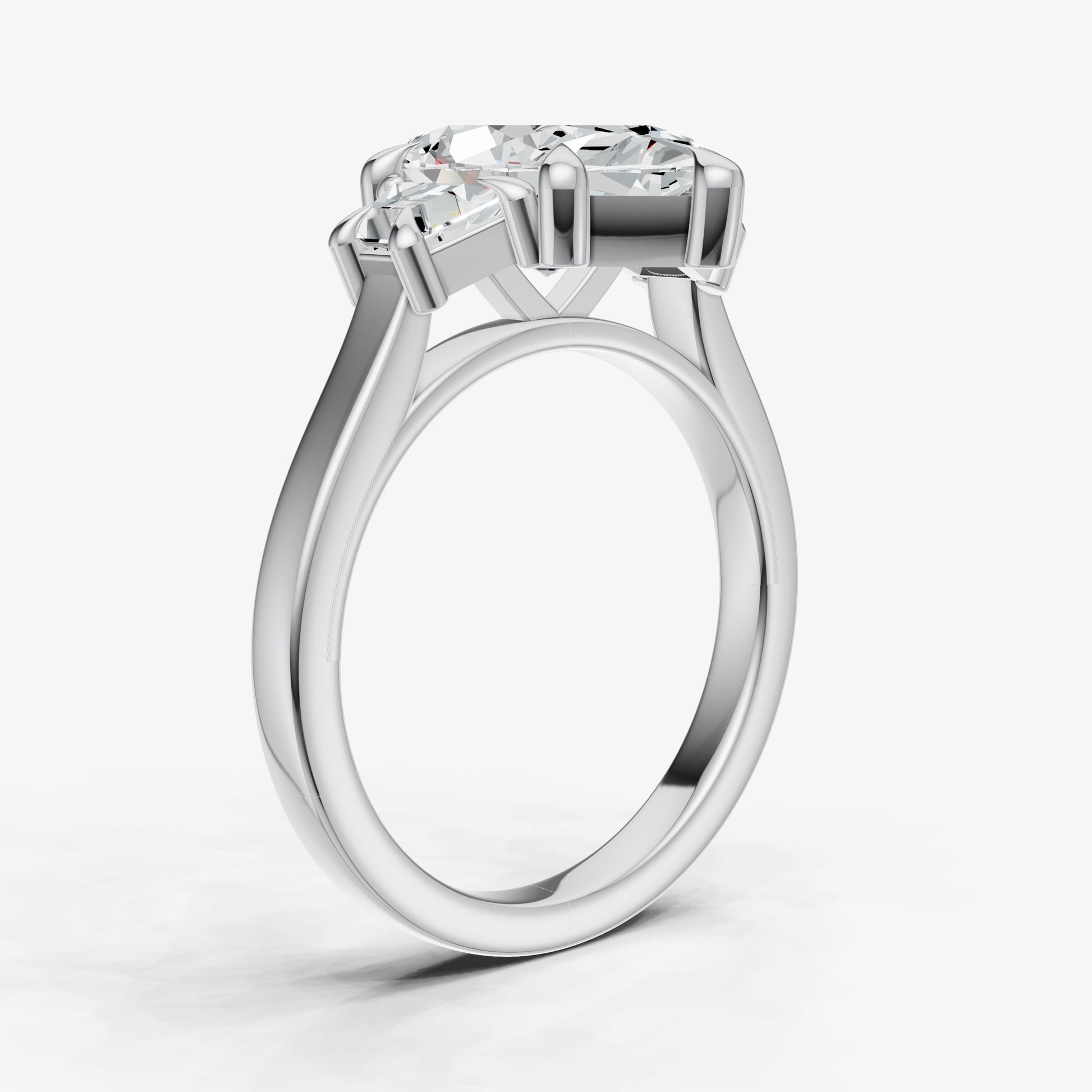 Marquise Trilogy Engagement Ring Set with Trapezoid Side Diamonds