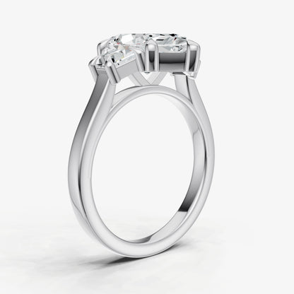 Marquise Trilogy Engagement Ring Set with Trapezoid Side Diamonds
