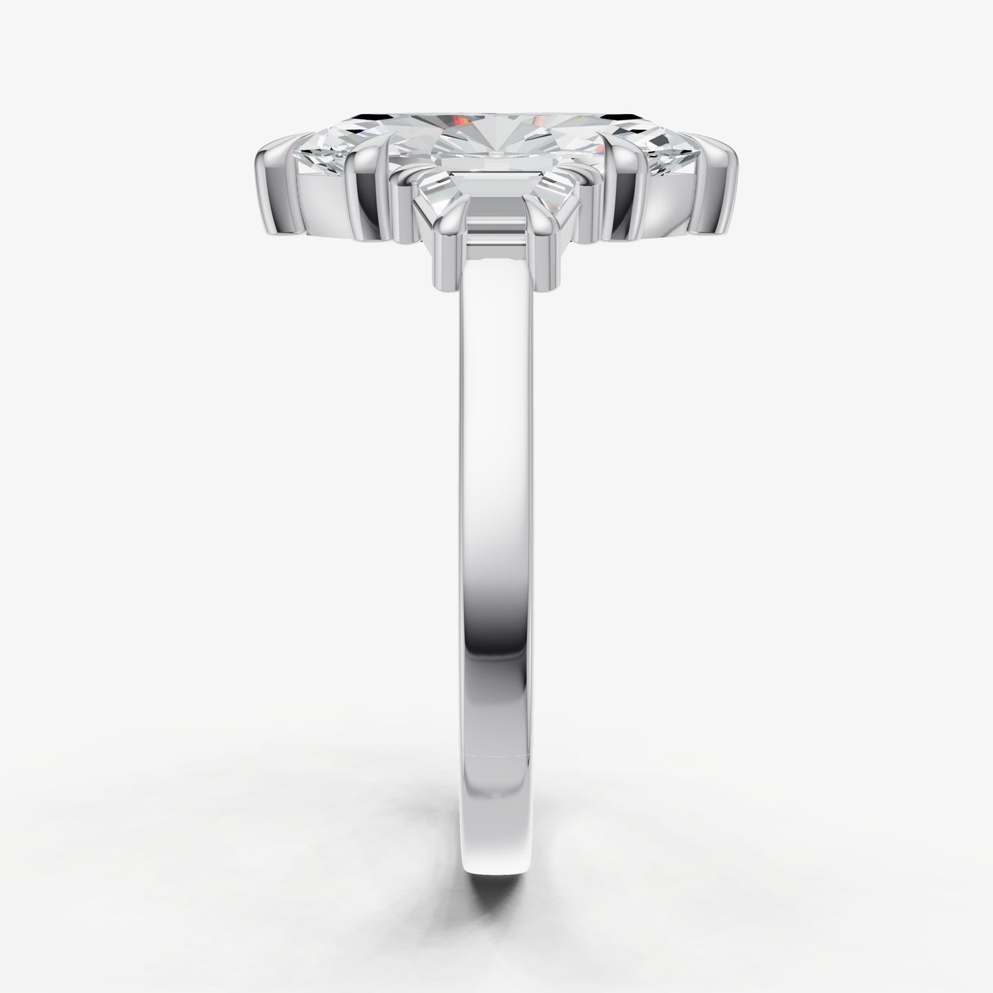 Marquise Trilogy Engagement Ring Set with Trapezoid Side Diamonds