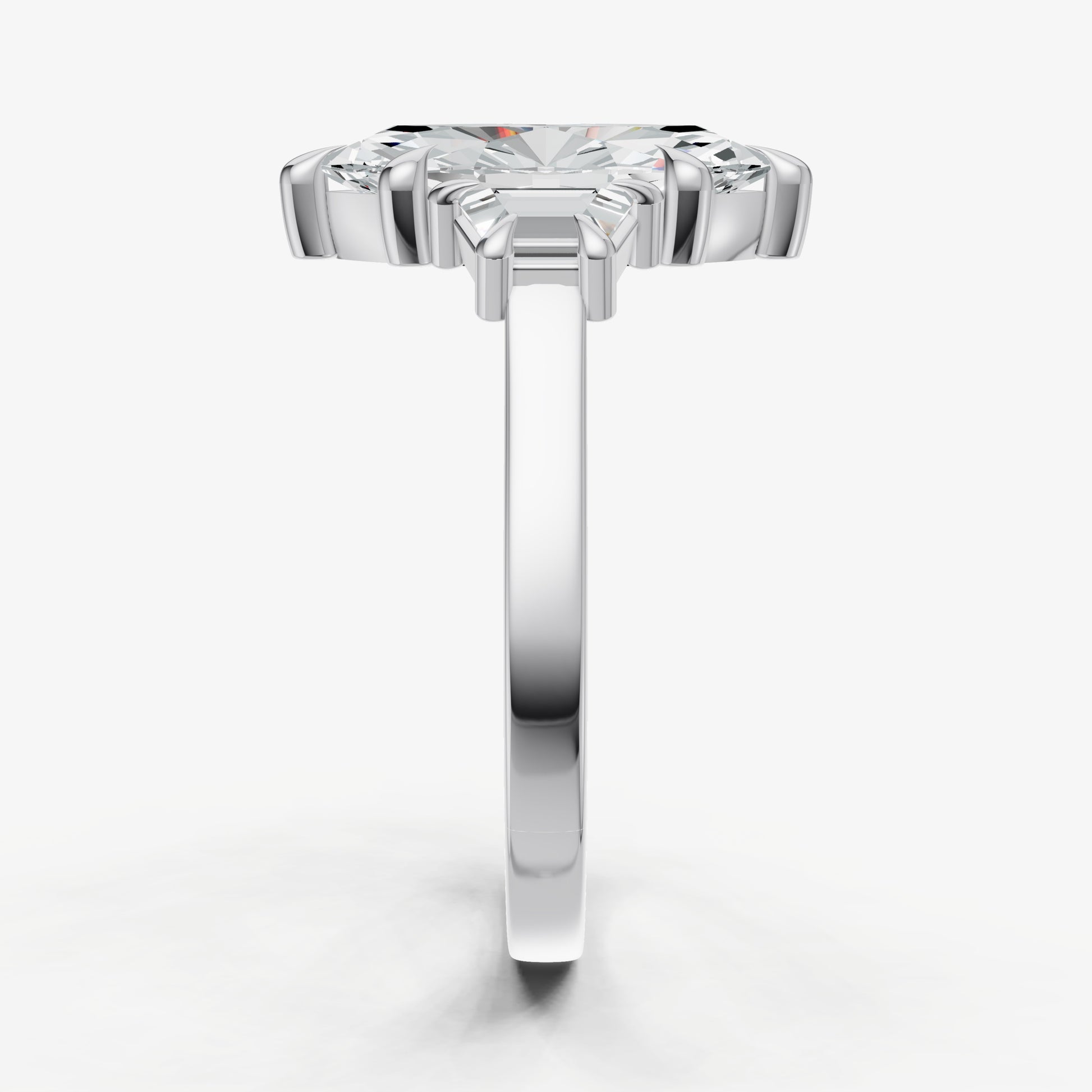 Marquise Trilogy Engagement Ring Set with Trapezoid Side Diamonds