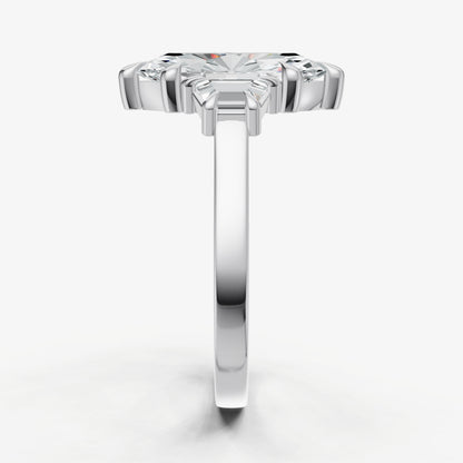 Marquise Trilogy Engagement Ring Set with Trapezoid Side Diamonds