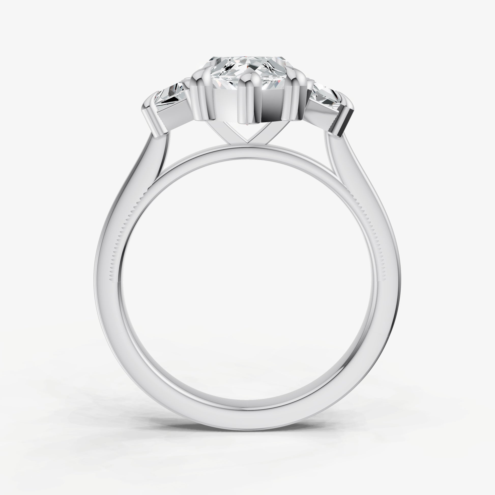 Marquise Trilogy Engagement Ring Set with Trapezoid Side Diamonds