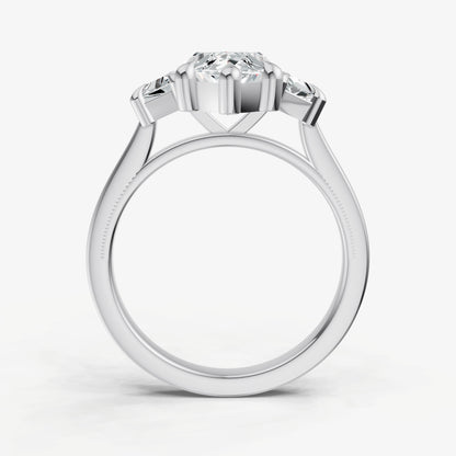 Marquise Trilogy Engagement Ring Set with Trapezoid Side Diamonds