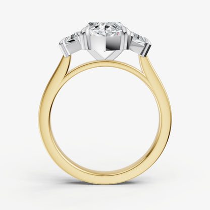 Marquise Trilogy Engagement Ring Set with Trapezoid Side Diamonds