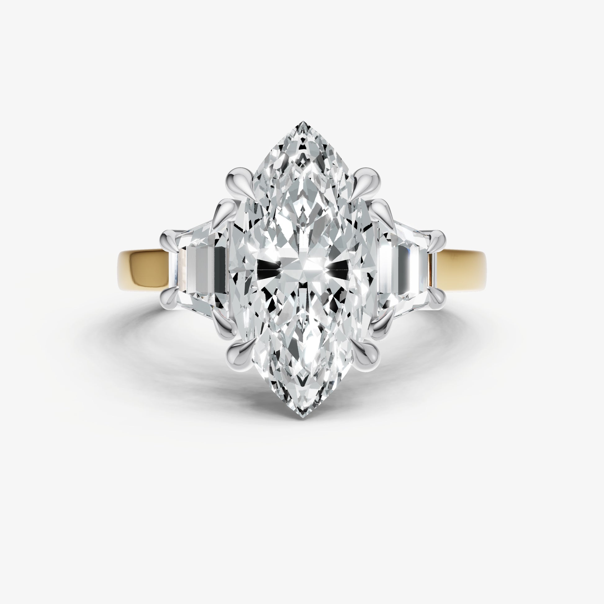 Marquise Trilogy Engagement Ring Set with Trapezoid Side Diamonds