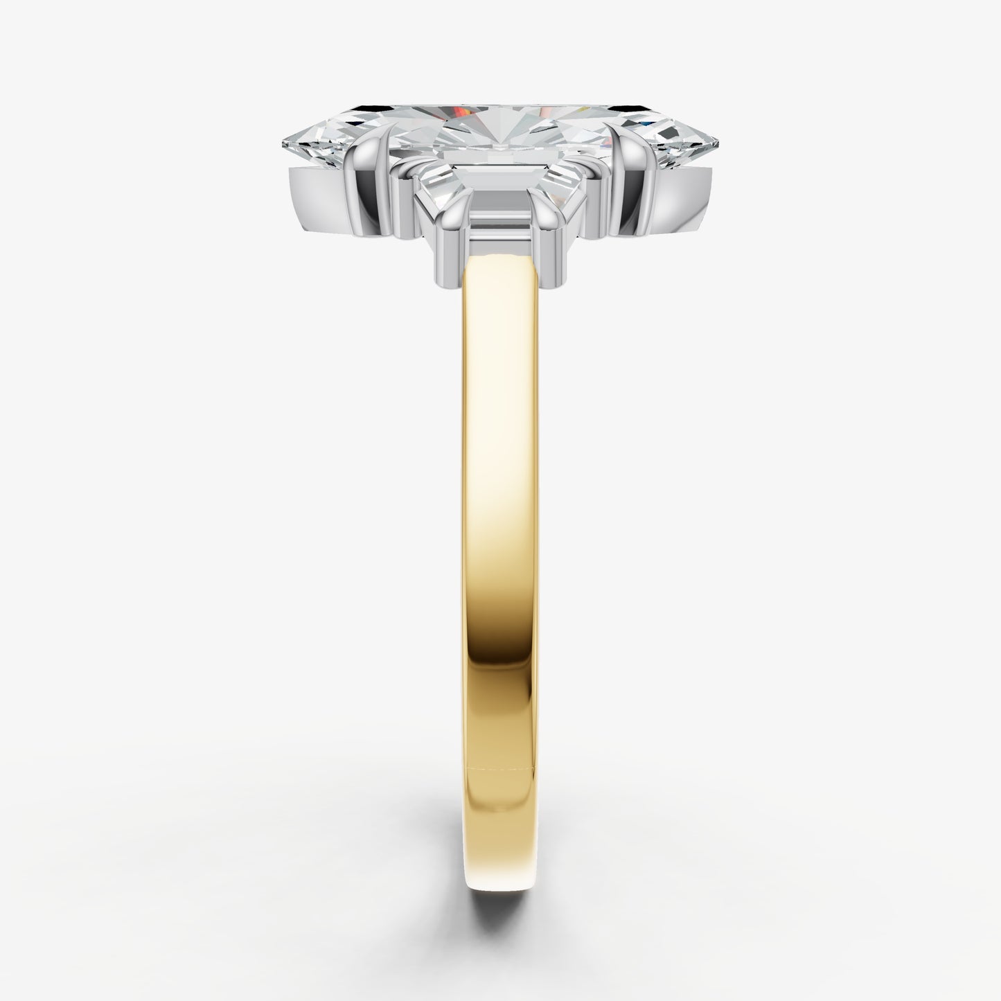Marquise Trilogy Engagement Ring Set with Trapezoid Side Diamonds