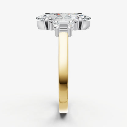 Marquise Trilogy Engagement Ring Set with Trapezoid Side Diamonds