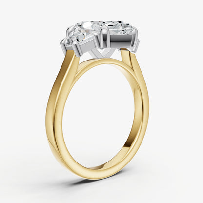Marquise Trilogy Engagement Ring Set with Trapezoid Side Diamonds