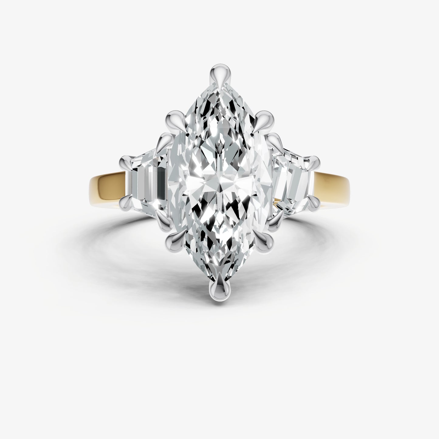 Marquise Trilogy Engagement Ring Set with Trapezoid Side Diamonds