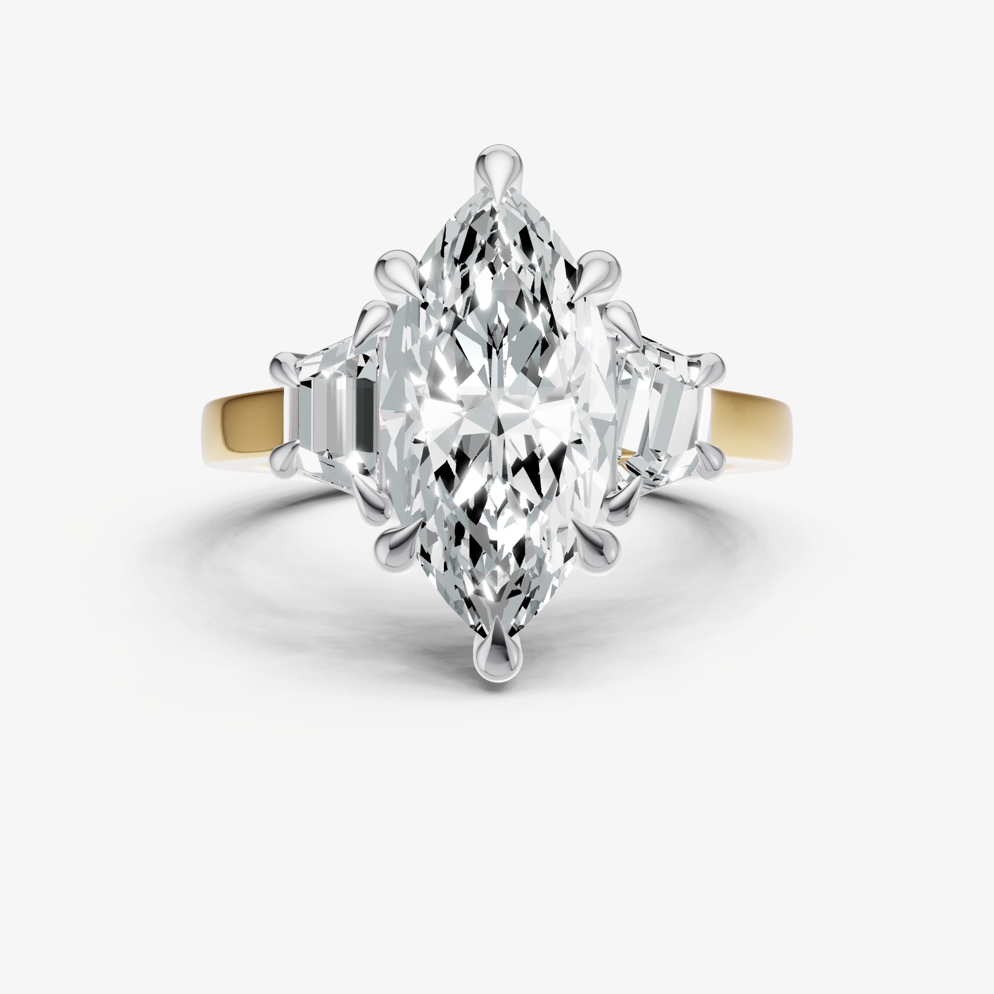 Marquise Trilogy Engagement Ring Set with Trapezoid Side Diamonds
