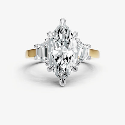Marquise Trilogy Engagement Ring Set with Trapezoid Side Diamonds