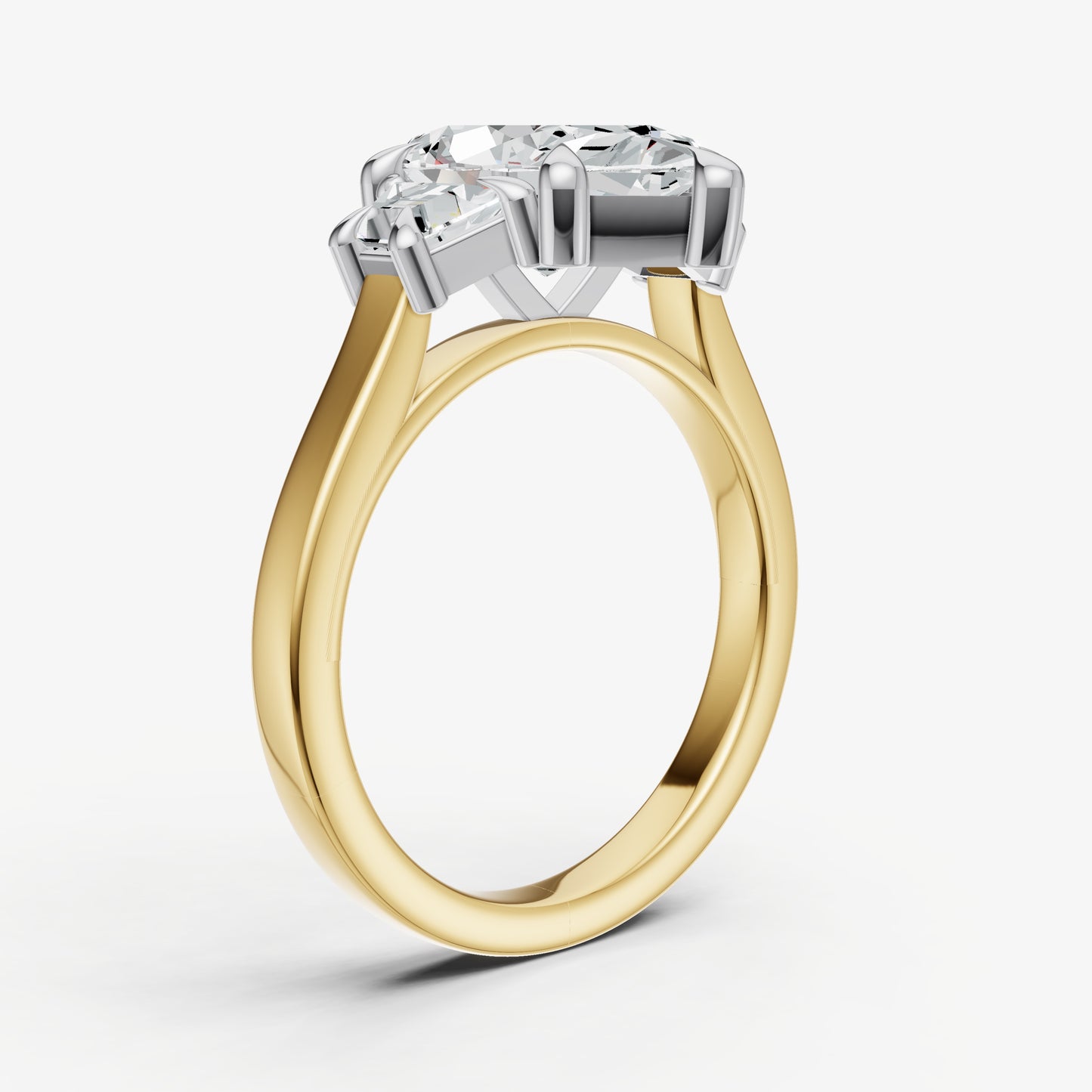 Marquise Trilogy Engagement Ring Set with Trapezoid Side Diamonds