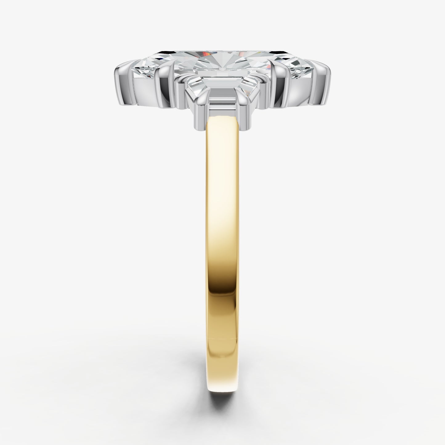 Marquise Trilogy Engagement Ring Set with Trapezoid Side Diamonds