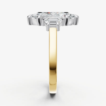 Marquise Trilogy Engagement Ring Set with Trapezoid Side Diamonds