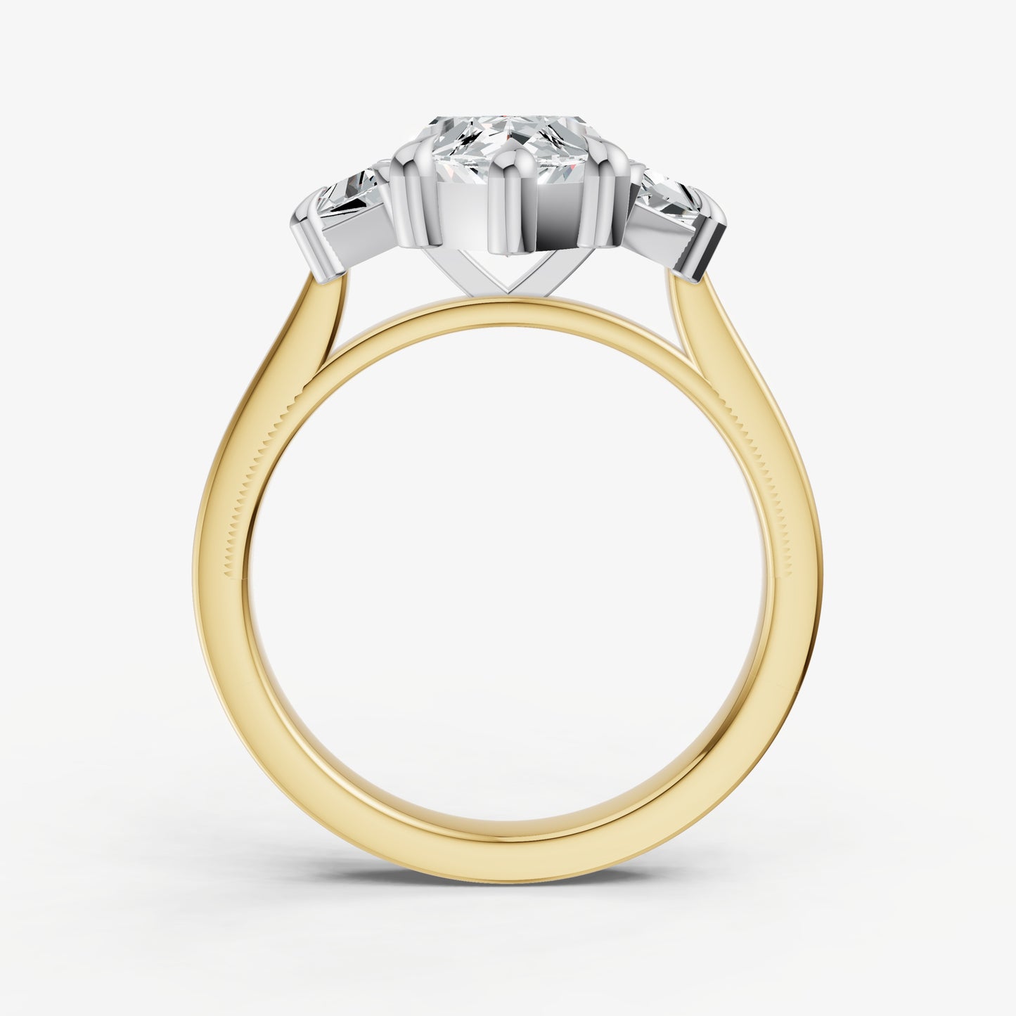Marquise Trilogy Engagement Ring Set with Trapezoid Side Diamonds
