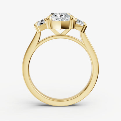 Marquise Trilogy Engagement Ring Set with Trapezoid Side Diamonds