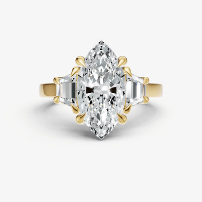 Marquise Trilogy Engagement Ring Set with Trapezoid Side Diamonds