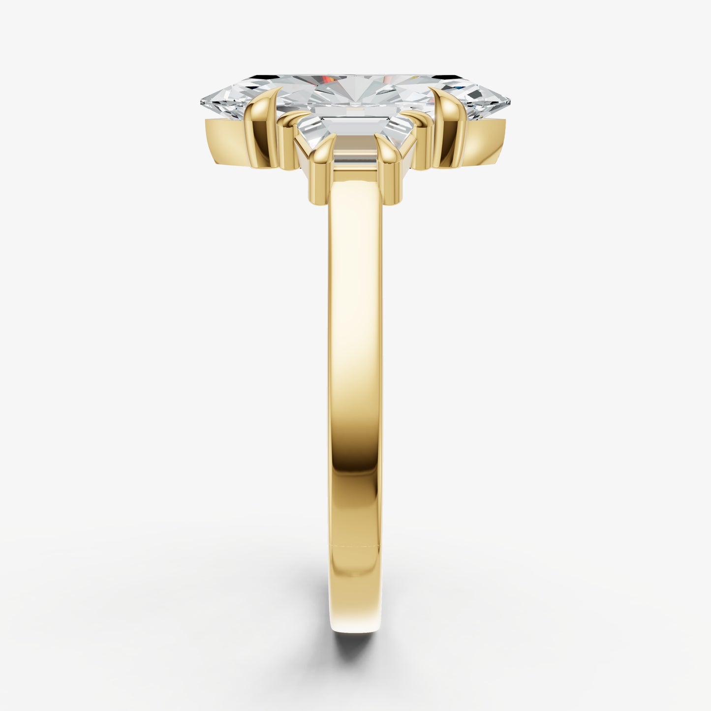 Marquise Trilogy Engagement Ring Set with Trapezoid Side Diamonds