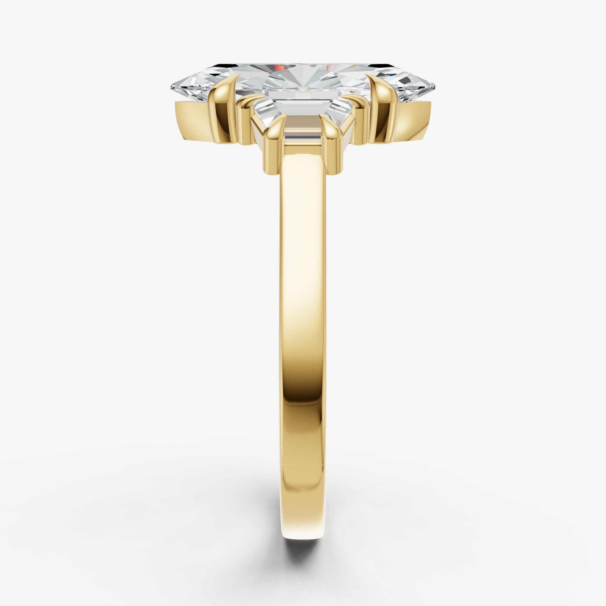 Marquise Trilogy Engagement Ring Set with Trapezoid Side Diamonds