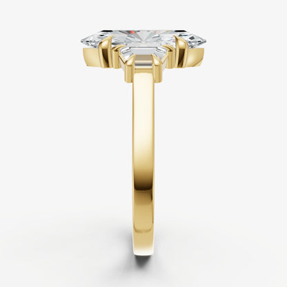 Marquise Trilogy Engagement Ring Set with Trapezoid Side Diamonds