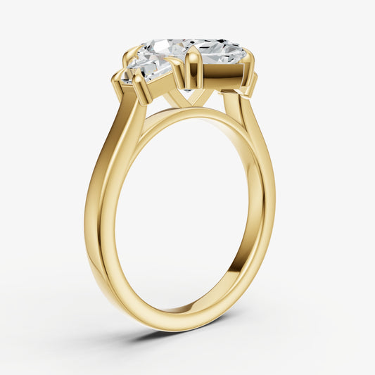 Marquise Trilogy Engagement Ring Set with Trapezoid Side Diamonds