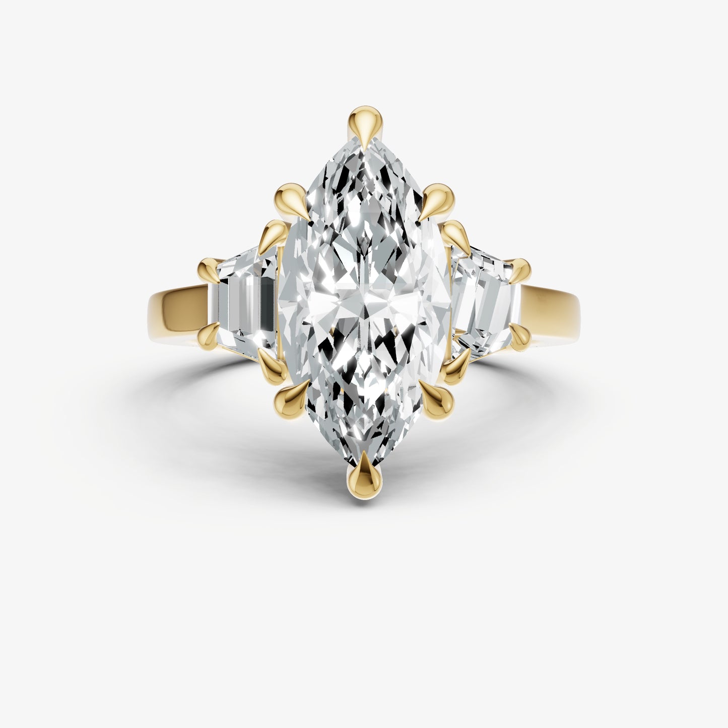 Marquise Trilogy Engagement Ring Set with Trapezoid Side Diamonds