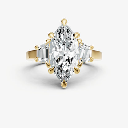 Marquise Trilogy Engagement Ring Set with Trapezoid Side Diamonds