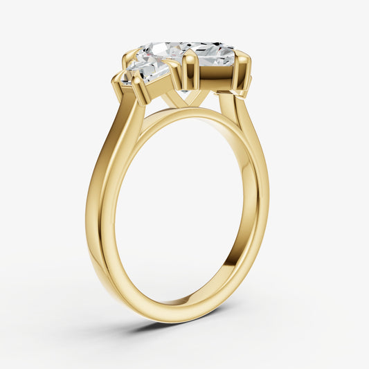 Marquise Trilogy Engagement Ring Set with Trapezoid Side Diamonds