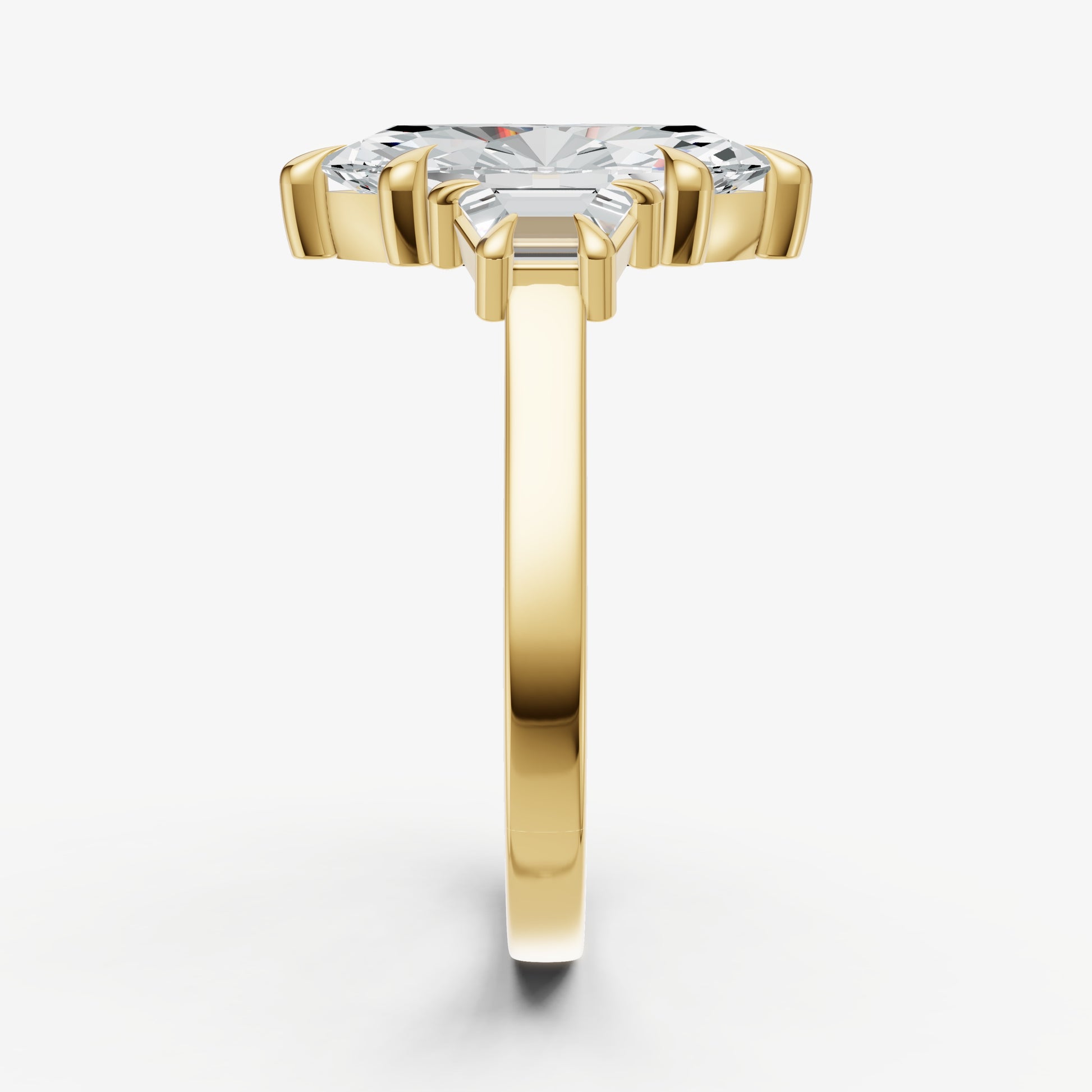 Marquise Trilogy Engagement Ring Set with Trapezoid Side Diamonds