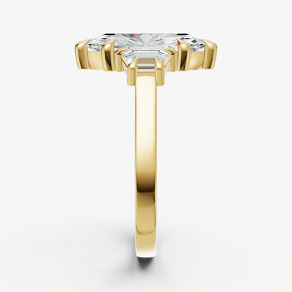 Marquise Trilogy Engagement Ring Set with Trapezoid Side Diamonds