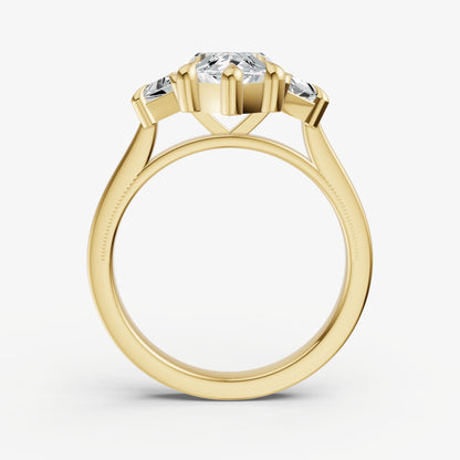 Marquise Trilogy Engagement Ring Set with Trapezoid Side Diamonds
