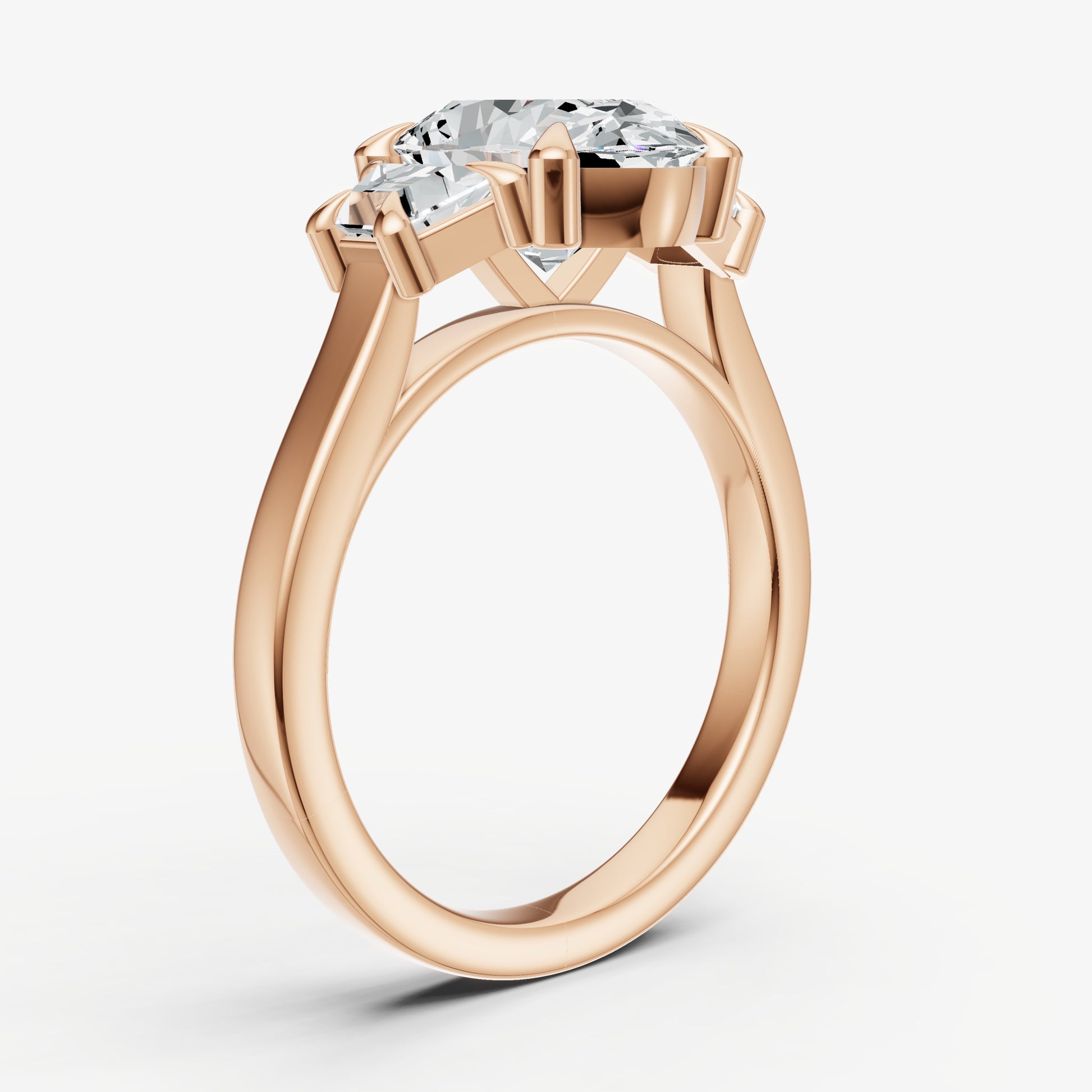Oval Trilogy Engagement Ring Set with Trapezoid Side Diamonds