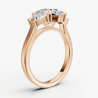 Oval Trilogy Engagement Ring Set with Trapezoid Side Diamonds