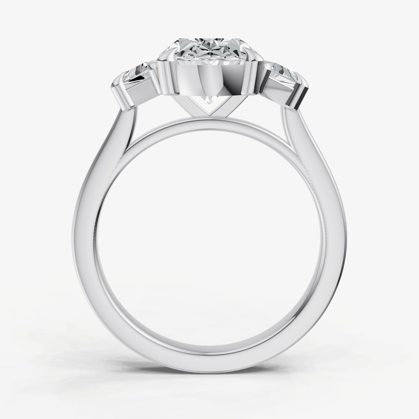 Oval Trilogy Engagement Ring Set with Trapezoid Side Diamonds