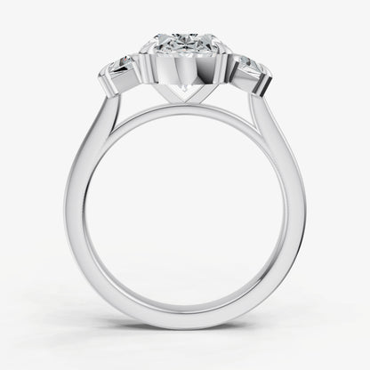 Oval Trilogy Engagement Ring Set with Trapezoid Side Diamonds