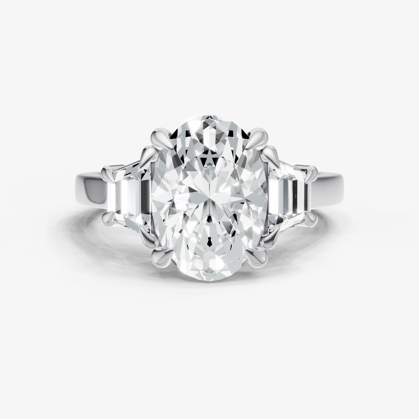 Oval Trilogy Engagement Ring Set with Trapezoid Side Diamonds