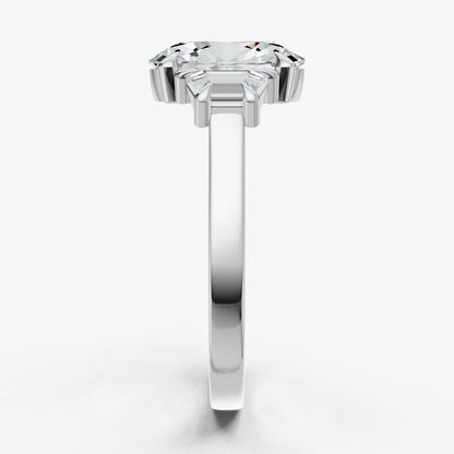 Oval Trilogy Engagement Ring Set with Trapezoid Side Diamonds