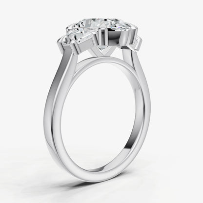 Oval Trilogy Engagement Ring Set with Trapezoid Side Diamonds