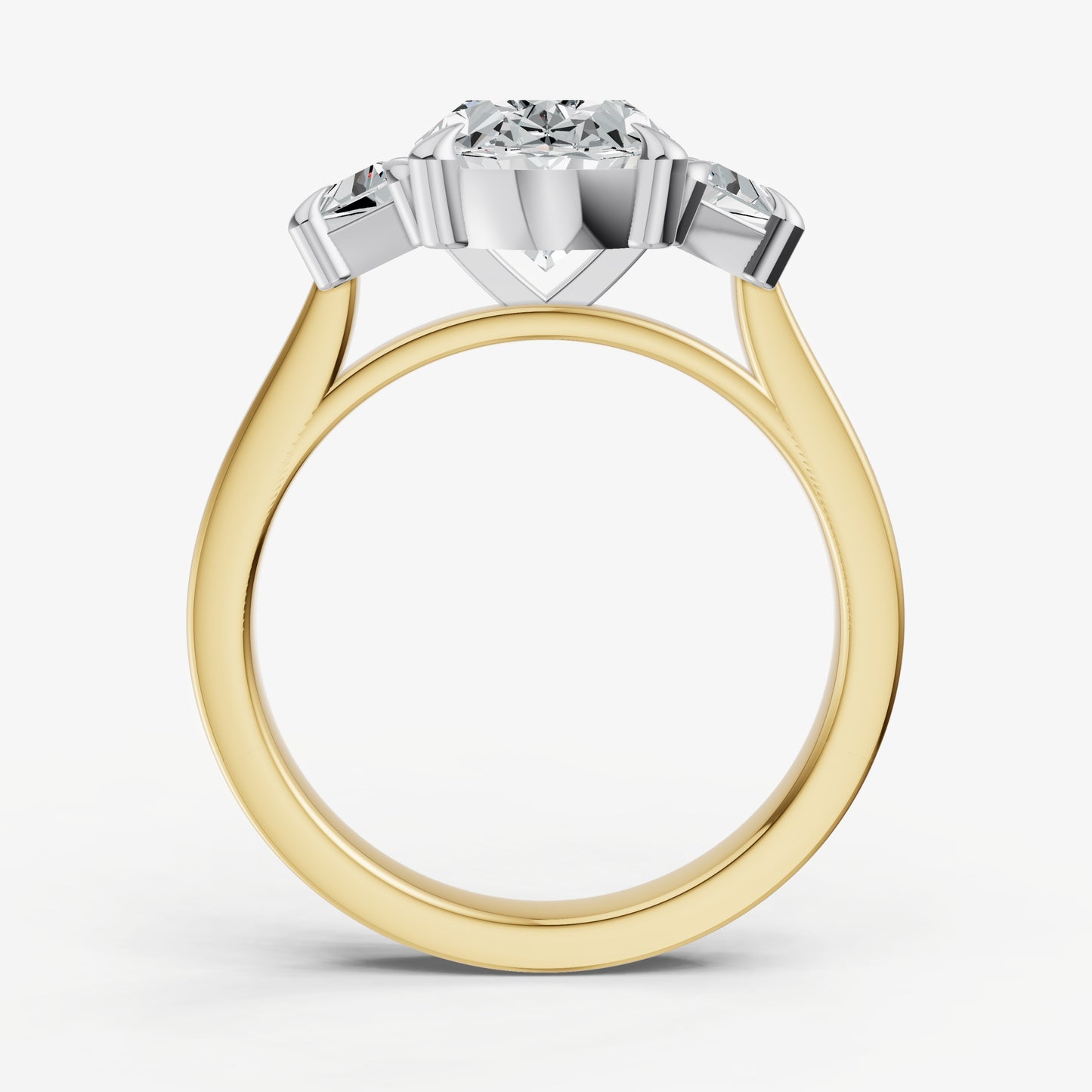 Oval Trilogy Engagement Ring Set with Trapezoid Side Diamonds