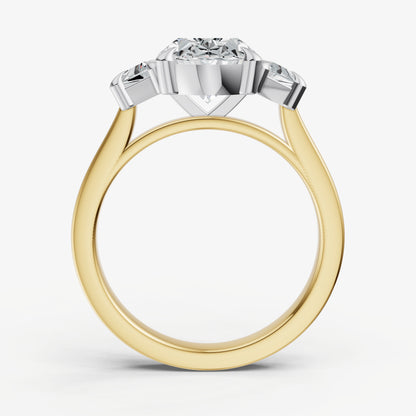 Oval Trilogy Engagement Ring Set with Trapezoid Side Diamonds