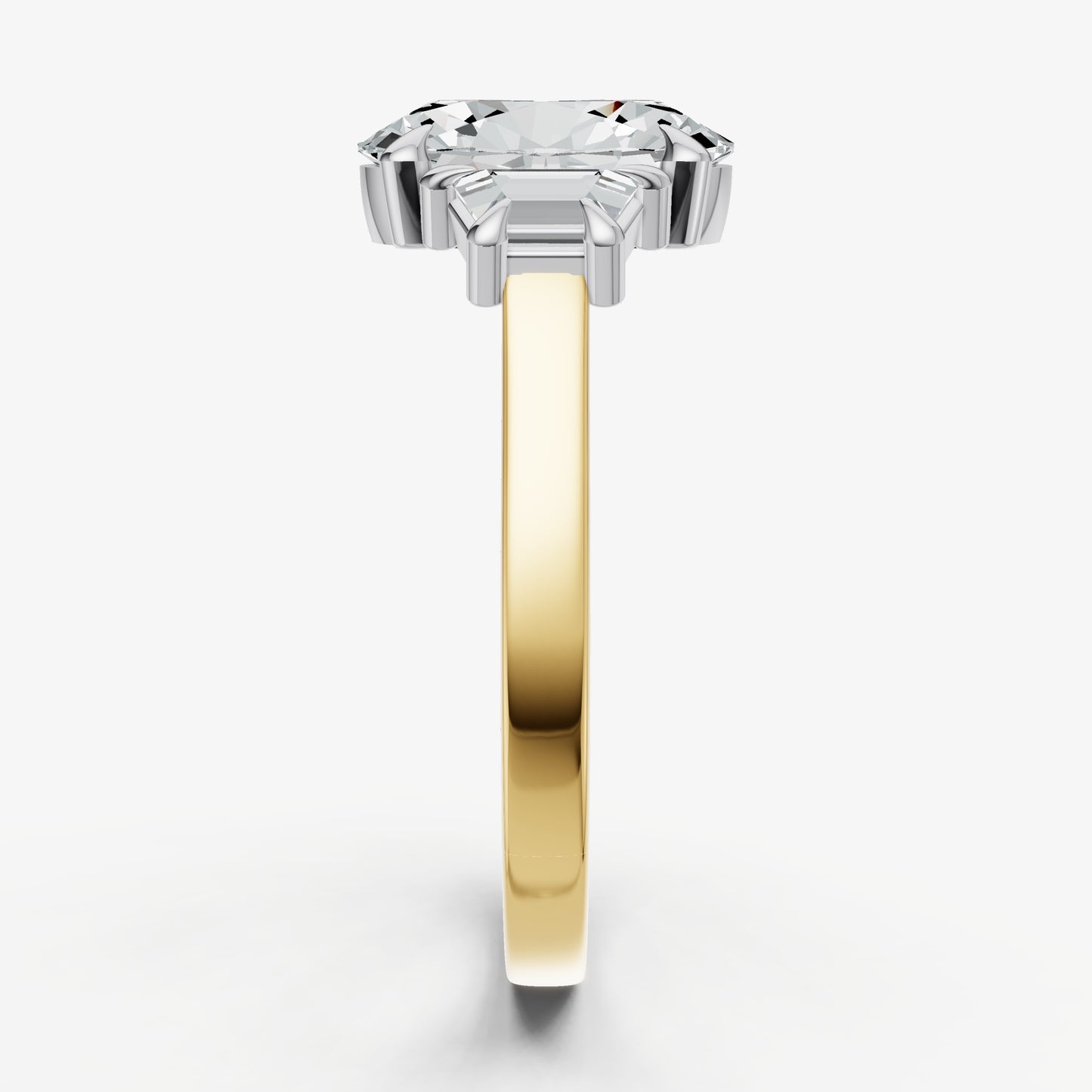 Oval Trilogy Engagement Ring Set with Trapezoid Side Diamonds