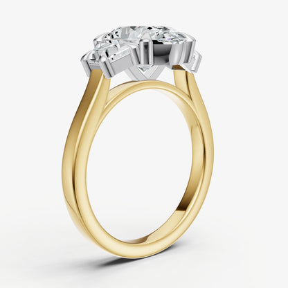 Oval Trilogy Engagement Ring Set with Trapezoid Side Diamonds